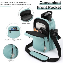 RZMAYIS 32/40oz Insulation Water Bottle Carrier Bag with Phone Pocket, Water Bottle Holder with Strap, Sports Water Bottle Sling Bag Crossbody Water Bottle Holder for Hiking Walking (Style 1, Green)