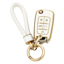 Arruweer Soft TPU Key Fob Cover for Chevy Equinox Camaro Cruze Malibu Sonic Buick Terrain Flip Key Fob with Keychain