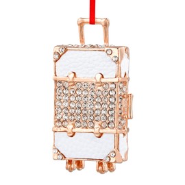 WhatSign Suitcase Christmas Ornament - Metal Travel Ornaments for Christmas Tree Decorations Rolling Suitcase Christmas Tree Keepsake Ornaments for Women Girls Daughter