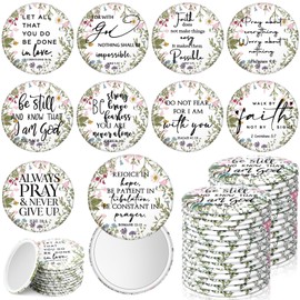 GlikCeil 40 Pcs Christian Compact Mirrors Bulk for Women Wildflower Bible Verse Pocket Purse Mirrors Inspirational Religious Scripture Gift for Mom Women Coworkers Church Valentine Party Favor