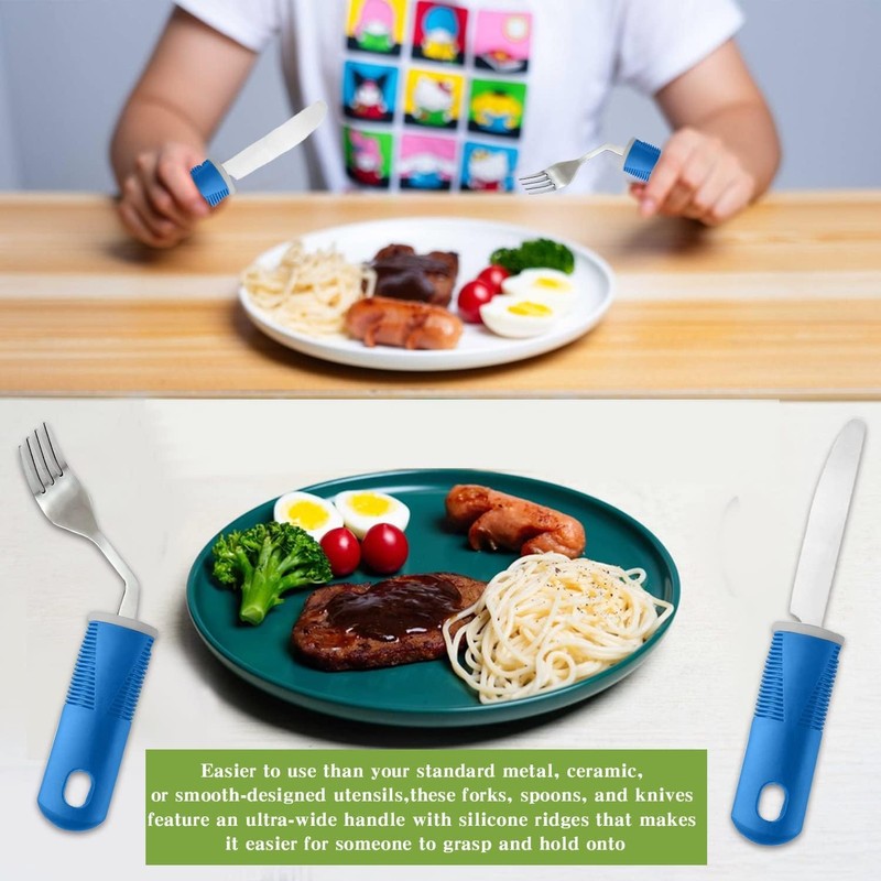 Adaptive Utensils (3-Piece) - Bendable Adaptive Utensils Weighted Stainless Steel