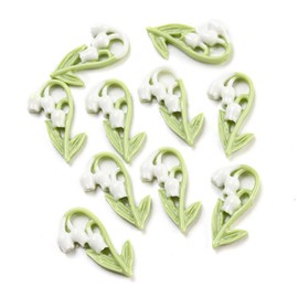 LiQunSweet 1000 Pcs Luminous Resin Decoden Flatback Flower Charms Cabochons Nohole Lily of The Valley Charm for DIY Crafting Scrapbooking