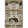 12 x 8 Inch Funny Camping Rules Sign Rustic Metal
