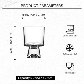 binsakao 6 Set 7 oz Glass Dessert Bowls Cups - Heave Footed Dessert Bowls for Ice Cream Trifle Parfait Fruit Pudding Sundae Cocktail Drinks Party