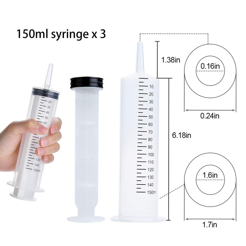 Acehome Disposable Syringe 150ml Large Syringe Set for Experiments, Industrial