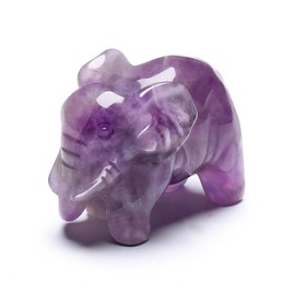 Top Plaza 1.6" Amethyst Crystal Elephant Statue Figurine Polished Carved Healing Gemstones Purple Elephant Sculpture Home Desk Decor Good Luck Meditation Crystal Gifts for Women Men