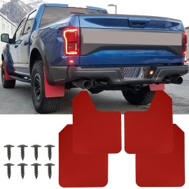 Dreamizer 4Pcs/Set For Ford Pickup Truck Red Wide Rally Mudflaps Splash Guards Mudguards