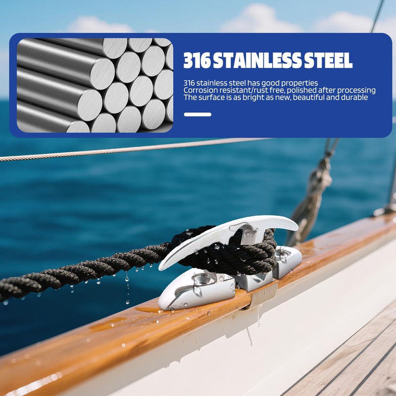 Pacify 2 Pack Folding Boat Cleats 316 Stainless Steel 4.5/5/6