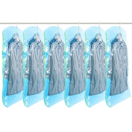TAILI Hanging Vacuum Sealer Storage Space Saver Bags for Clothing, Suits and Jackets, Closet Organizers, 6 Pack Jumbo Blue
