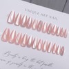 Light Pink Press on Nails Almond Fake Nails Glitter Magnetic