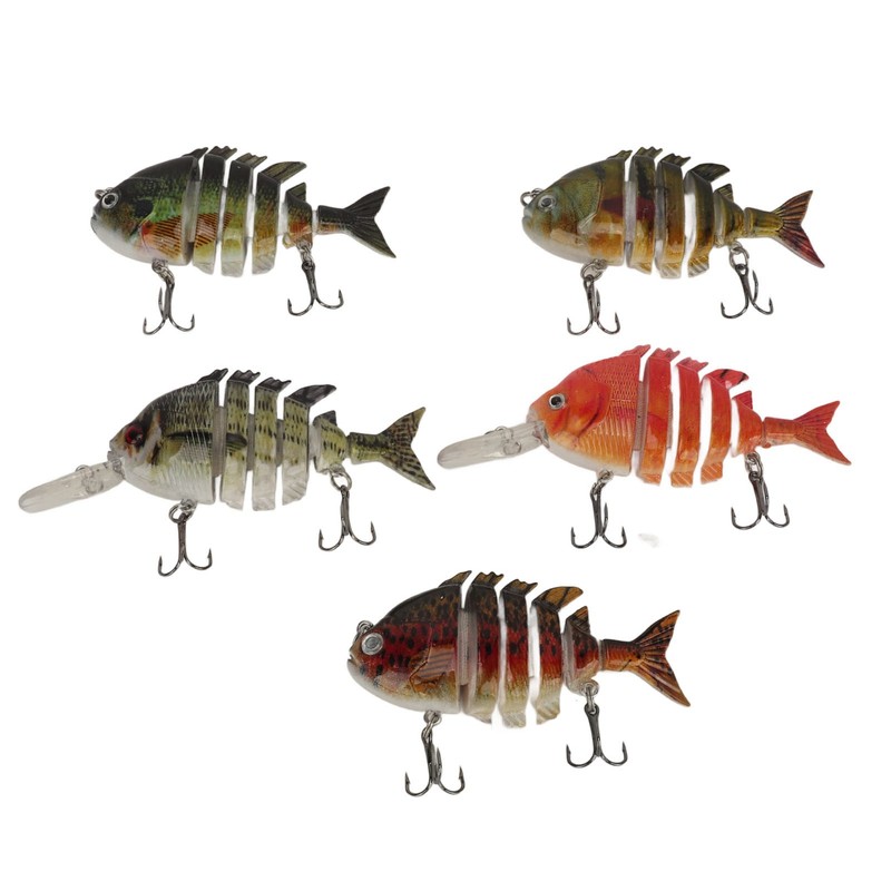 Segmented Fishing Lure Hard 6 Sections with High Carbon Treble