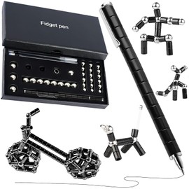 Cimvidi Magnetic Ballpoint Pen, Multifunctional Magnetic Pen, Stress Relief Ballpoint Pen, Metal Pen, Magnetic Pen, Cool Pens Gadgets, Gift for Boys Men Women (Black)