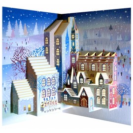 Forever We Pop Up 3D Card Christmas Advent Greeting Card Church Choir in Snow 16 x 11 cm