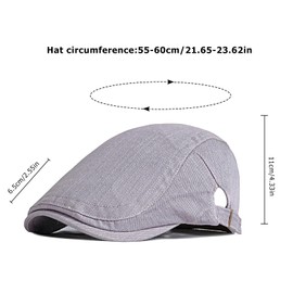 YAMEIZE Retro Cotton Flat Cap for- Men Ivy Newsboy Peaky Baker Boy's Cap Cabbie Beret Hat Flat Cap Driving