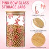 Suclain 3 Pack Pink Bow Glass Storage Containers with Airtight