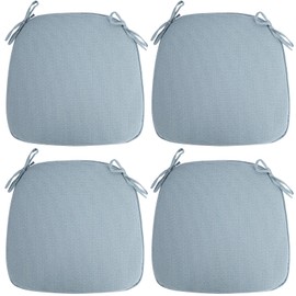 IN4 Care Indoor/Outdoor Chair Cushions 17"X16"X2" with Ties for Dining Chairs Set of 4, Waterproof U-Shaped Chair Pads, Foam Seat Cushions for Patio Kitchen Garden Office-Frost Blue