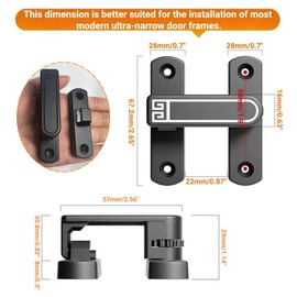 90/180 Degree Adjustable Barn Door Latch,Small Slide Door Lock Adjustable Height of 0-7mm (Black-Luminous Version)