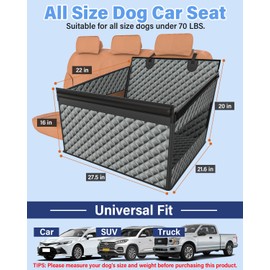 Instraella Dog Car Seat for Large Dogs, Back Seat Extender for Dogs, Foldable Pet Car Seat with Waterproof Oxford Fabric and Non-Slip Bottom, All-Around Protection and Strong Support, Grey