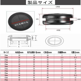 4 Black Round Double Sided Electrical Rubber Grommets for Wire Protection Mounting (20mm)
