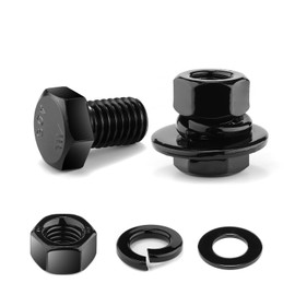 1/4-20 x 1/2" Hex Head Screw Bolt, Nuts, Flat & Lock Washers, 20Pcs 18-8 (304) Stainless Steel, Fully Threaded, Black Oxide by SG TZH