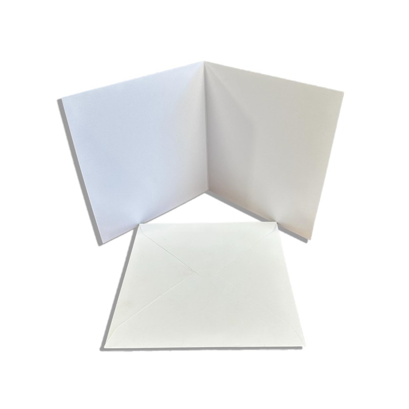 DJP 5x5 Square Creased Blank White Smooth Cards & Envelopes