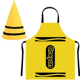 Kavoc 2 Pcs Colorful Crayon Costume Include Crayon Apron and Funny Gnome Cone Hat for World Book Day Fancy Dress Up (Yellow)