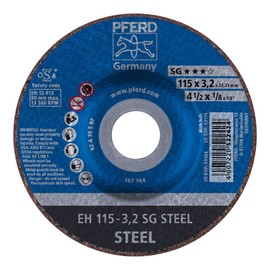 PFERD SG Steel Cut-Off Wheel – Type 27, 4-1/2" Diameter, 7/8" Arbor, 1/8" Thick, Aluminum Oxide, 13300 Max RPM – High-Performance Cutting Disc (25 Pack) – Part 63104