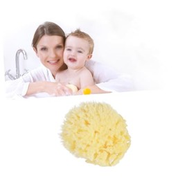 COLLBATH Esponja de Baño Natural 2 Piezas Ultra Suavidad de Esponja Marina Color Caqui para Adultos y Niños Cuidado Corporal Diario