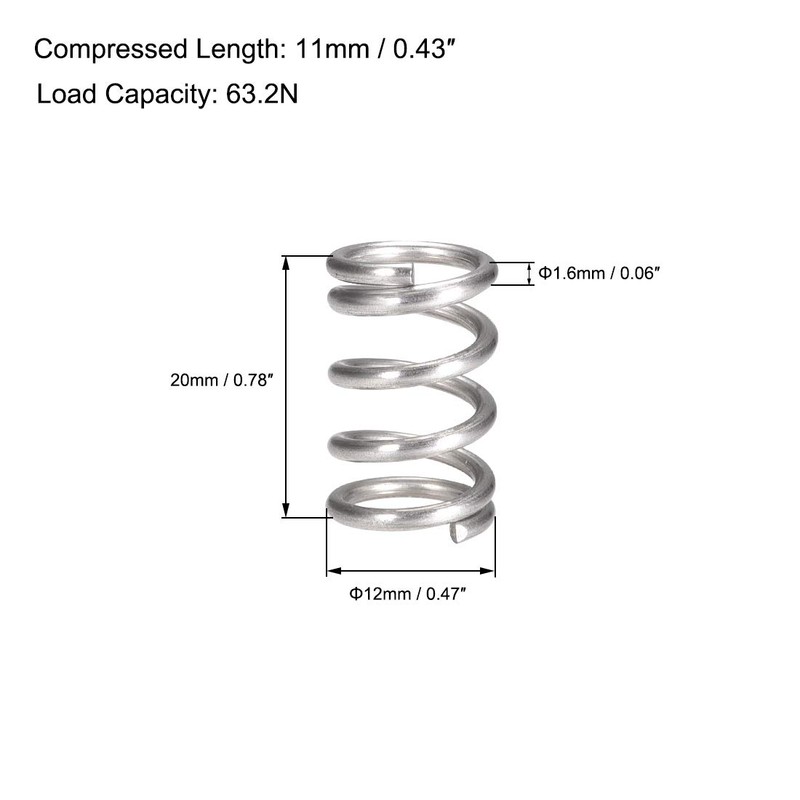 sourcing map Pack of 10 Compression Spring 304 Stainless Steel