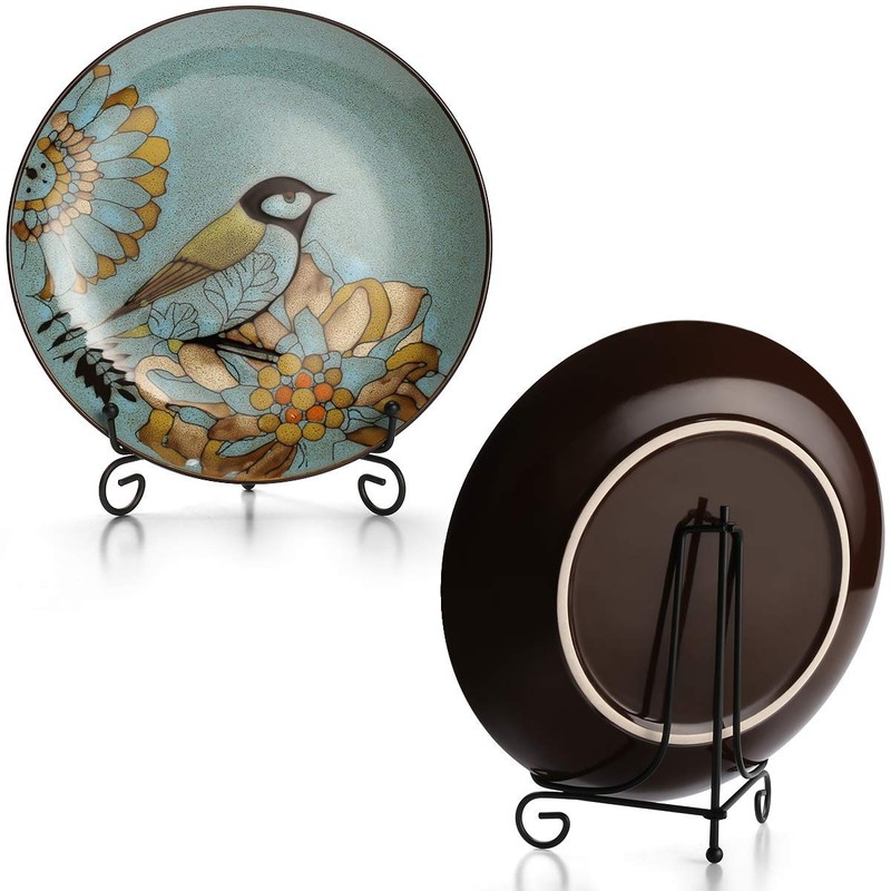 Deolven Iron Plate Stand, 2 Pack 4 Inch Black Metal