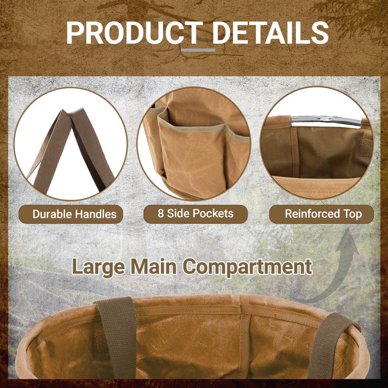Large Capacity Collapsible 8-Gal (30L) Tool Bag with Handles, Round