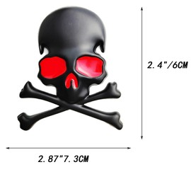 OnlyYou.X Skull Skeleton Emblem Skull Skeleton Badge Skull Skeleton Sticker Compatible with Universal Pickup and Car Black Red Eye 1 Piece Metal