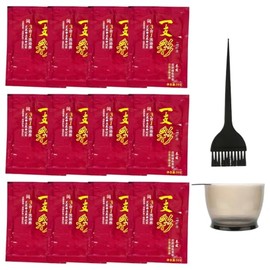 YAYAN HOUSE | 12 Sobres Shampoo Tinte Instantáneo 15min Cubre Canas Natural con Cepillo Aplicador - Sin Amoníaco, Fórmula Herbal con Jengibre, Cabello