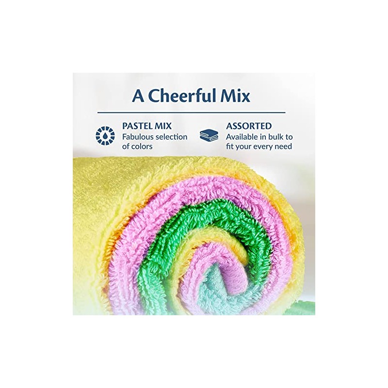 Toallitas Algodón Mezcla Colores Pastel Pulgadas