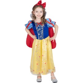 Sincere Party Girls Deluxe Snow White Costume Dress with Cape and Headband 7-8 Years