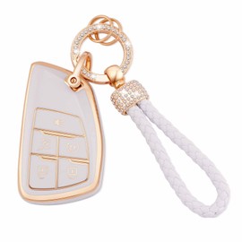 EKALA for GMC Key Fob Cover with Key Fob Keychain, 5 Buttons Soft TPU Key Shell Case Compatible with 2021 2022 2023 GMC Sierra 1500 Chevy Silverado 1500 2500HD 3500HD (BCK-5D)