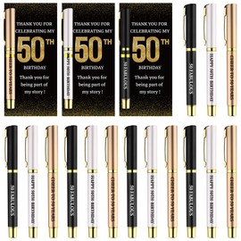 24 Sets 50th Birthday Party Favors for Guests Cheer to 50 Years Ballpoint Pens and Thank You Cards, 50th Birthday Gifts Ideas Souvenirs for Men Women 50 Year Old Gifts Anniversary Party Supplies