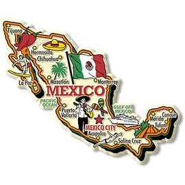 Mexico Jumbo Country Map Magnet by Classic Magnets, Collectible Souvenirs and Gifts Made in The USA
