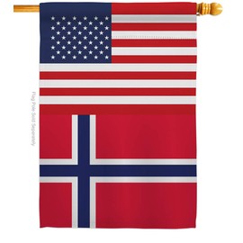 Americana Home & Garden Nationality Norway US Friendship House Flag Regional Nation International World Country Particular Area Small Decorative Gift Yard Banner Made in USA 28 X 40