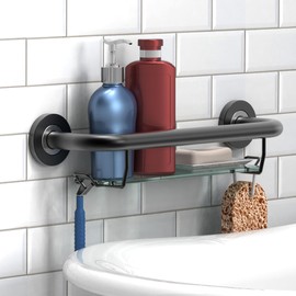 AquaChase Bath, Shower and Toilet Safety Grab Bar for Seniors and Handicaps, Mobility Aid Balance Assist Handle, Stainless Steel, 16 inch for Stud Mount