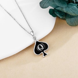 DAYLINLOVE Queen of Spades Necklace 925 Sterling Silver Queen Card Pendant Necklaces Unique Queen of Spades Jewellery for Women HotWife Wife Lover, Sterling Silver, No Gemstone