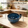 Ceramic Swirl Rinsing Berry Bowl, Swirl Fruit Colander with Drainage