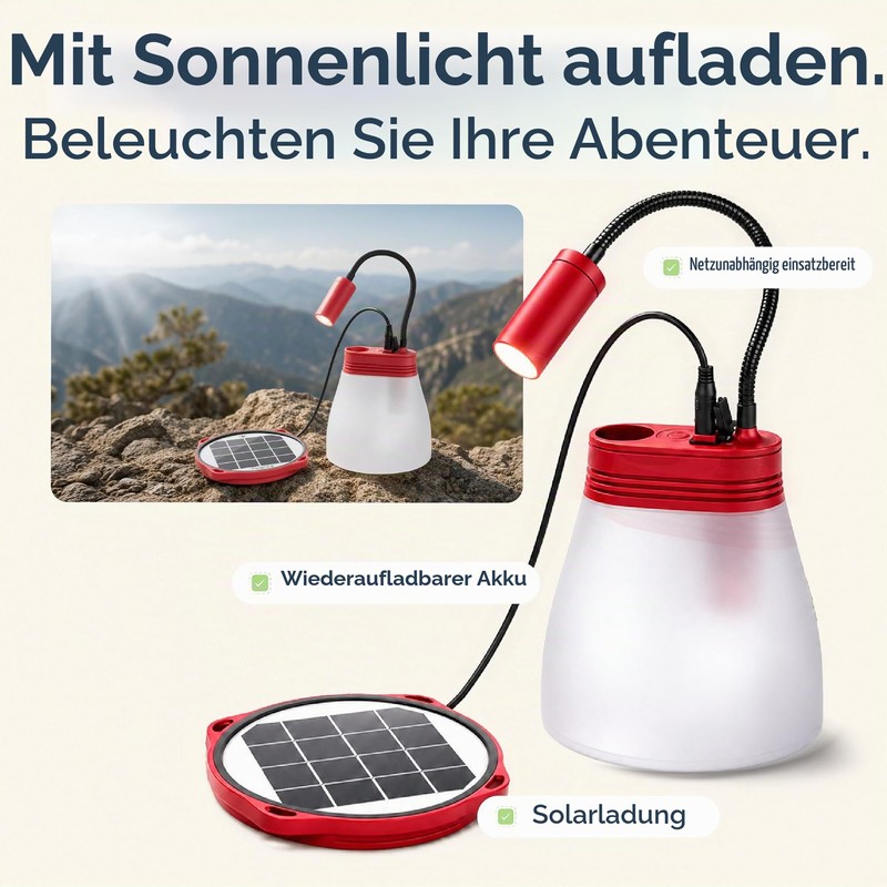 Bright SunBell 80 Solar Lamp LED, USB Charging Station, 180
