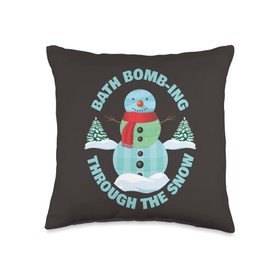 Bath Bomb-ing Through The Snow Rustic Winter Throw Pillow