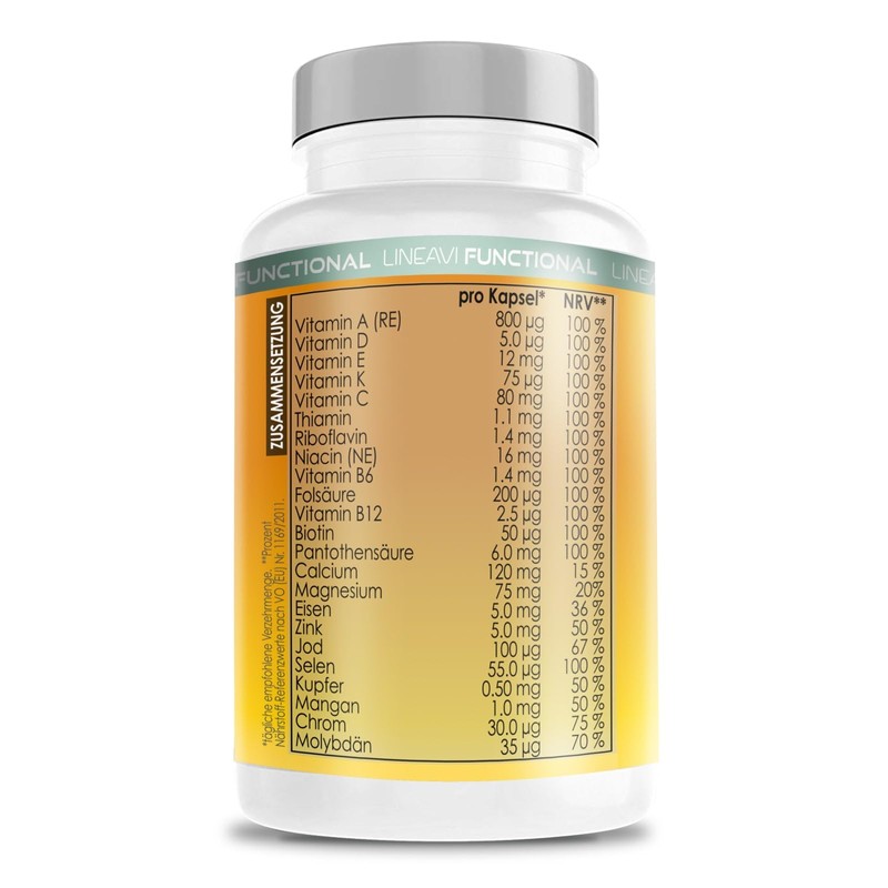LINEAVI Multivitamin 120 Vegan Capsules (4 Month Supply), High Dose