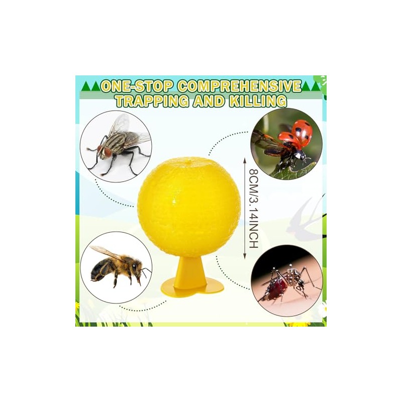 Qualirey Fruit Fly Sticky Trap Balls - 10 Pack Gnat