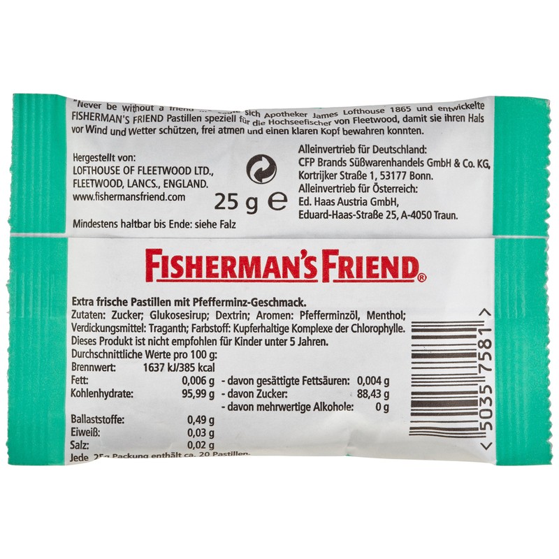 Fisherman's Friend Mint with Sugar Cough Drops Pack of 4