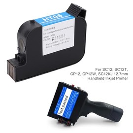 Jiawu Cartucho de Tinta Negro de Secado Rápido 42ml para Máquina Codificadora de Inyección de Tinta, Cartucho de Tinta para Impresora Portátil SC12, SC12T, CP12, CP12W, SC12KJ de 12,7 Mm