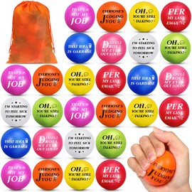 Syhood 48 Pieces Funny Sarcastic Stress Balls 1.97 Inch Snarky Quotes Foam Ball Motivational Stress Balls Employees Gift Favor with Drawstring Bag for Boys Girls Adults Coworkers Employees Team