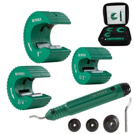 XUNTUI Copper Tubing Cutter Set - Copper Pipe Cutter, 1/2-3/4-1" Aluminum Brass Tube Cutters with Deburring Tool, Spare Wheels & Blade, Storage Case